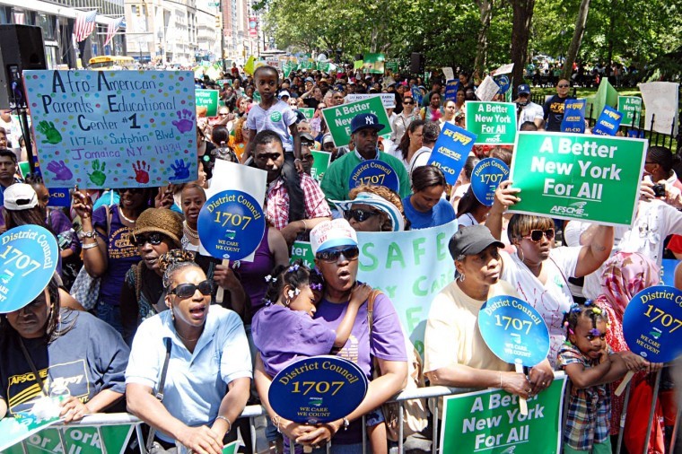Parents, teachers, unions and elected officials protest Bloomberg childcare cuts (37906)