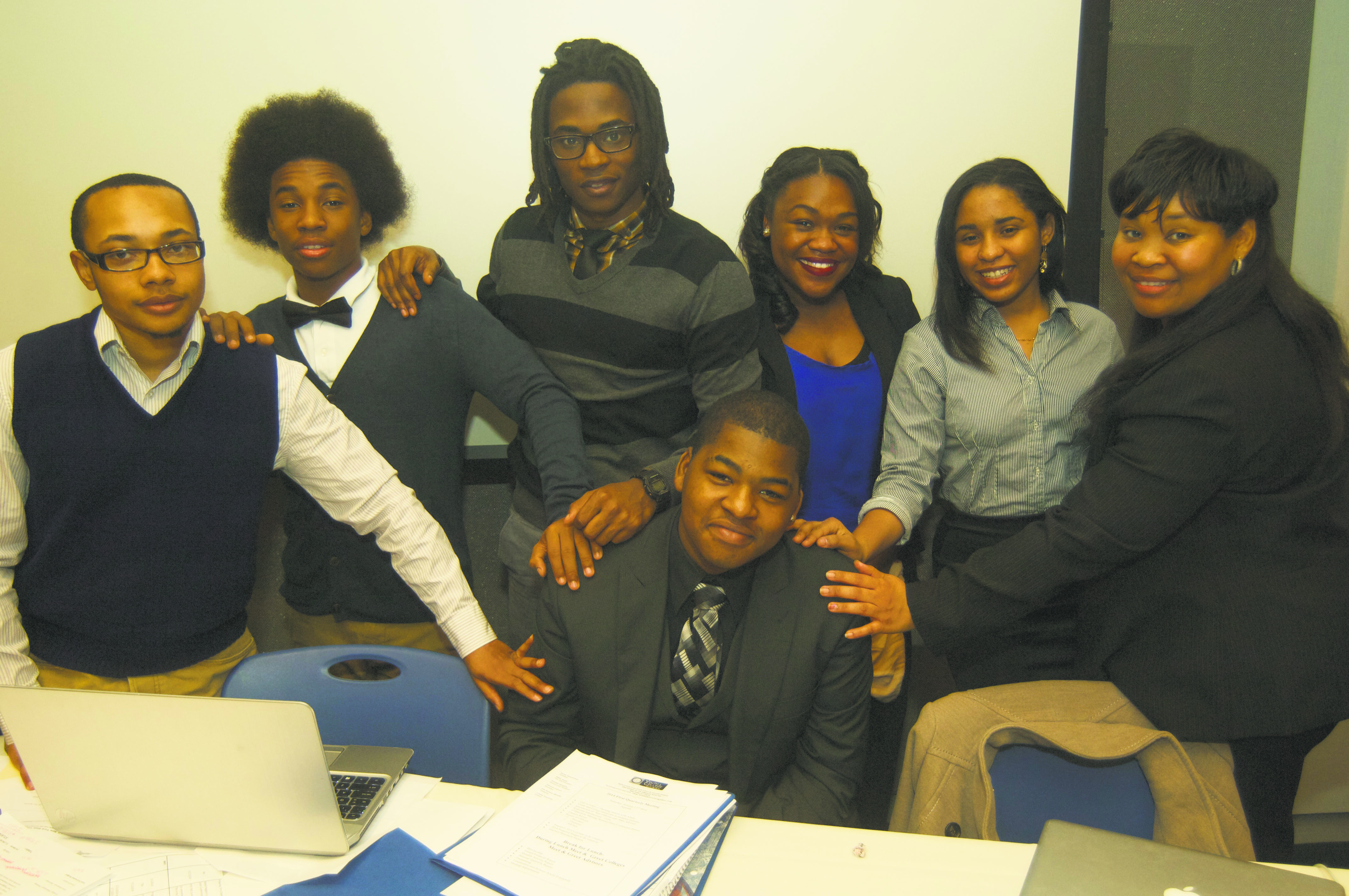 New York state Youth and College Division President Xavier Hutcherson, sitting, with NAACP Youth Board members (56533)