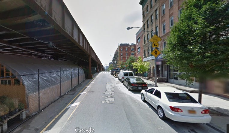 Google Map of the Metro North tracks on the left and two buildings which exploded and collapsed on the right. (63771)