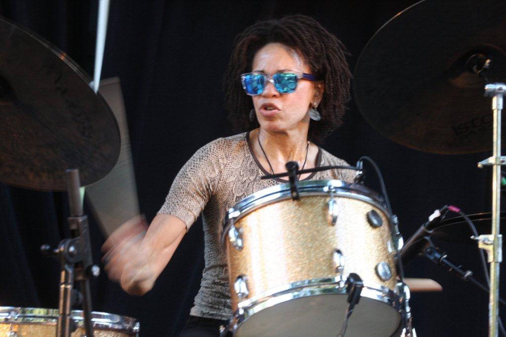 Sensational jazz drummer Cindy Blackmon Santana had the audience in awe during her incredible, fast-paced set Sunday afternoon during the 2014 Charlie Parker Jazz Festival. (90597)
