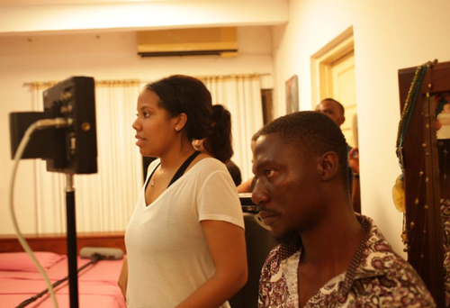 Creator of the YouTube show, an African City, Nicole Amarteifio at work on set. (98344)