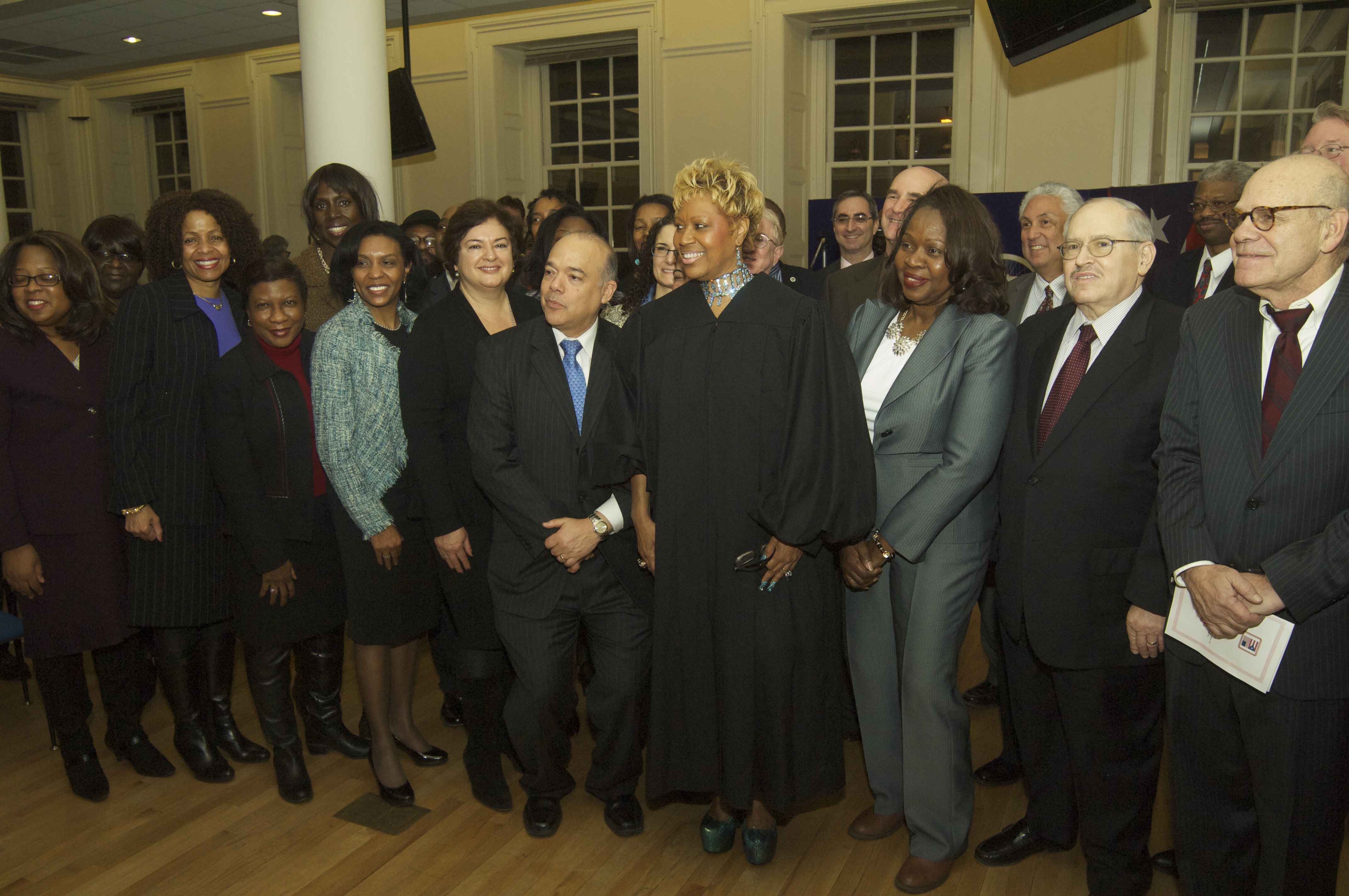 (Fourth from right) Judge Evelyn J. Laporte, surrounded and congratulated by judges and court officials (117584)
