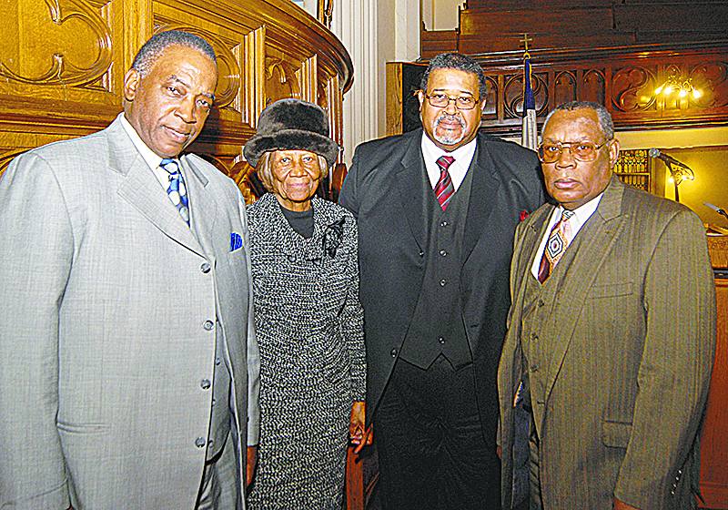 L to R: The Rev. James Barnwell III, vice president; Dr. Hazel N. Dukes; the Rev. James Morrison, conference president; and the Rev. Charles Curtis (Karl Crutchfield photo) (125431)