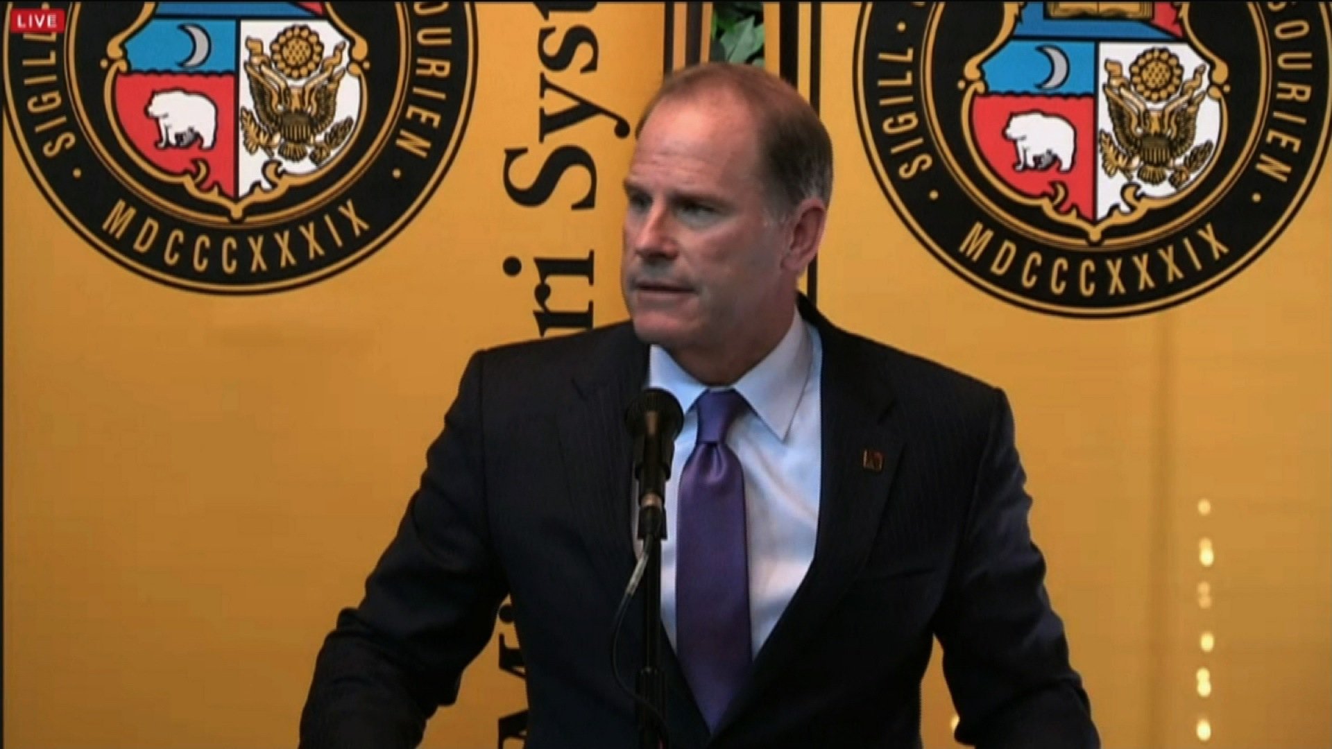 Tim Wolfe has resigned from the presidency of the University System of Missouri, he announced in a press conference happening now. He told members of the media: 